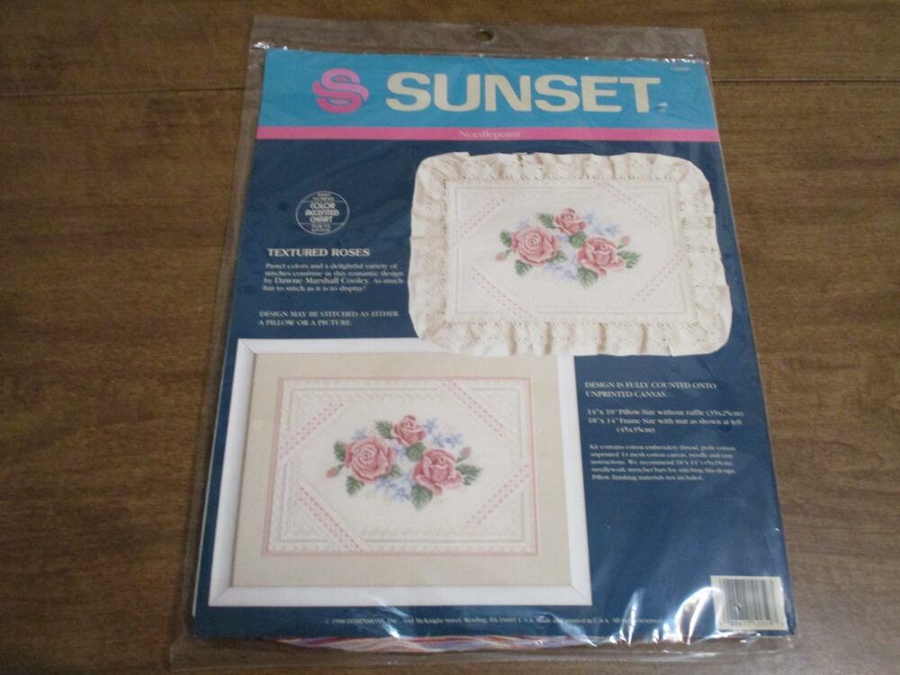 SUNSET NEEDLEPOINT TEXTURED ROSES STITCH KIT